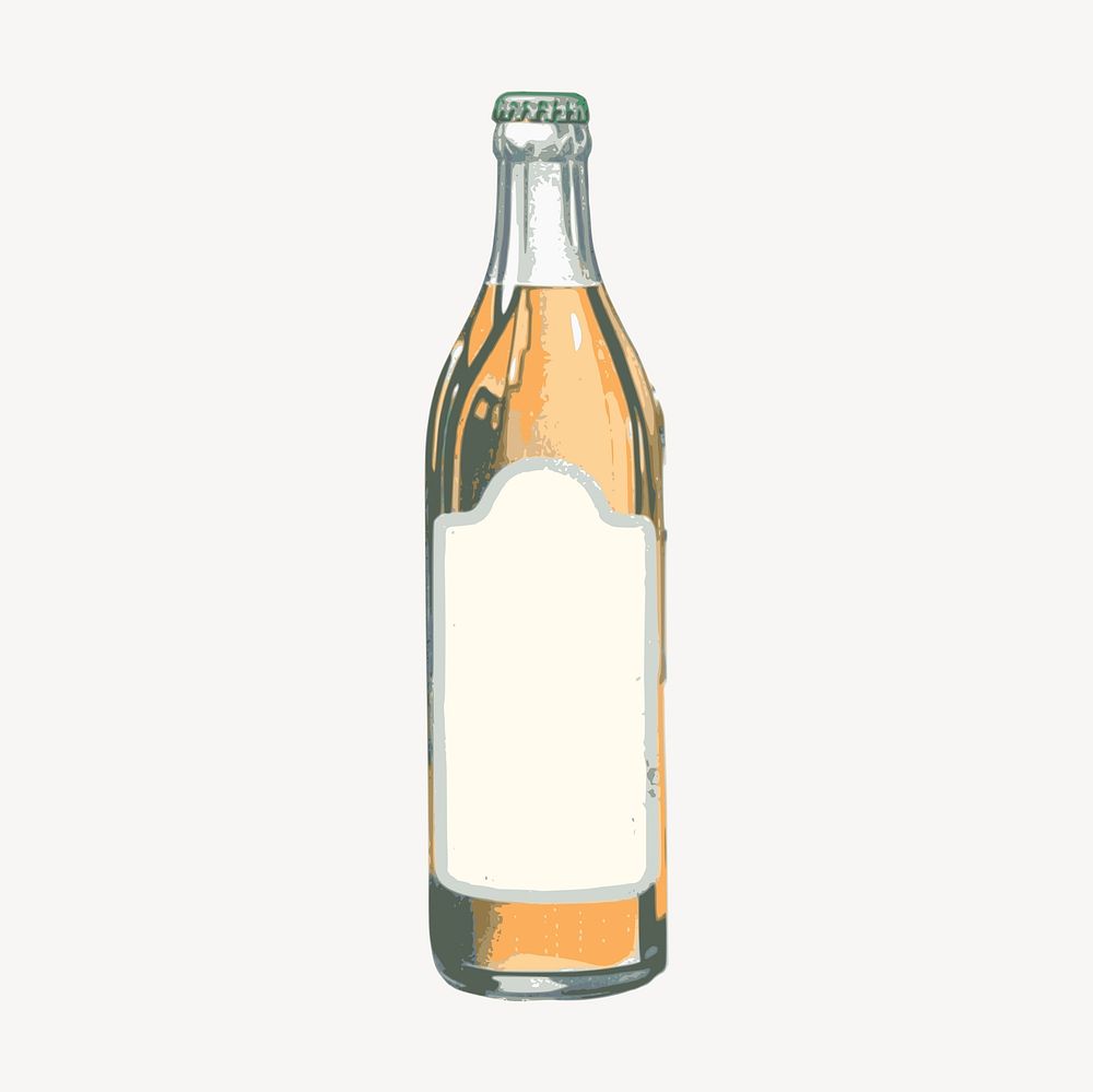 Alcohol bottle collage element, cute illustration vector. Free public domain CC0 image.