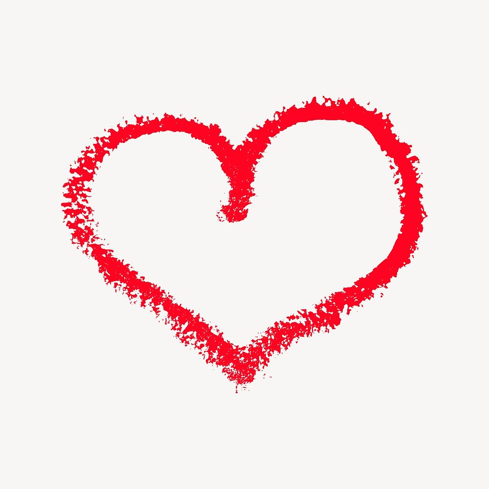 Red crayon heart clipart, cute illustration psd. Free public domain CC0 image.