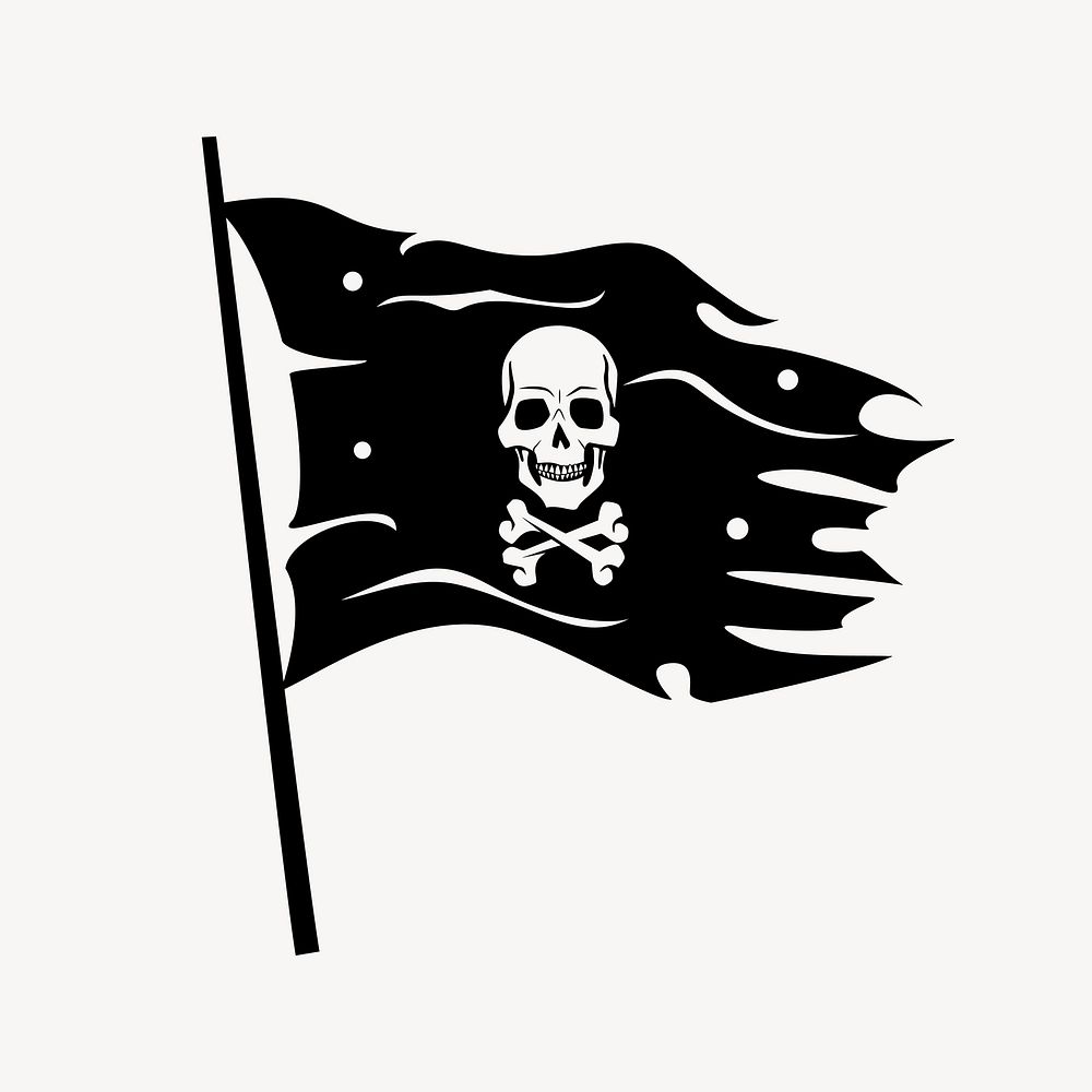 Pirate flag, Jolly Roger illustration. Free public domain CC0 image.