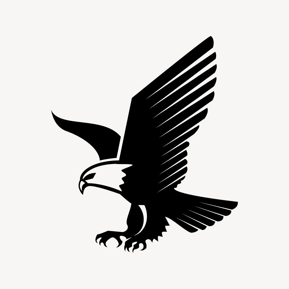 Eagle drawing, black and white illustration vector. Free public domain CC0 image.