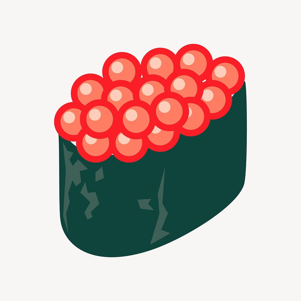 Salmon roe sushi collage element, cute illustration vector. Free public domain CC0 image.