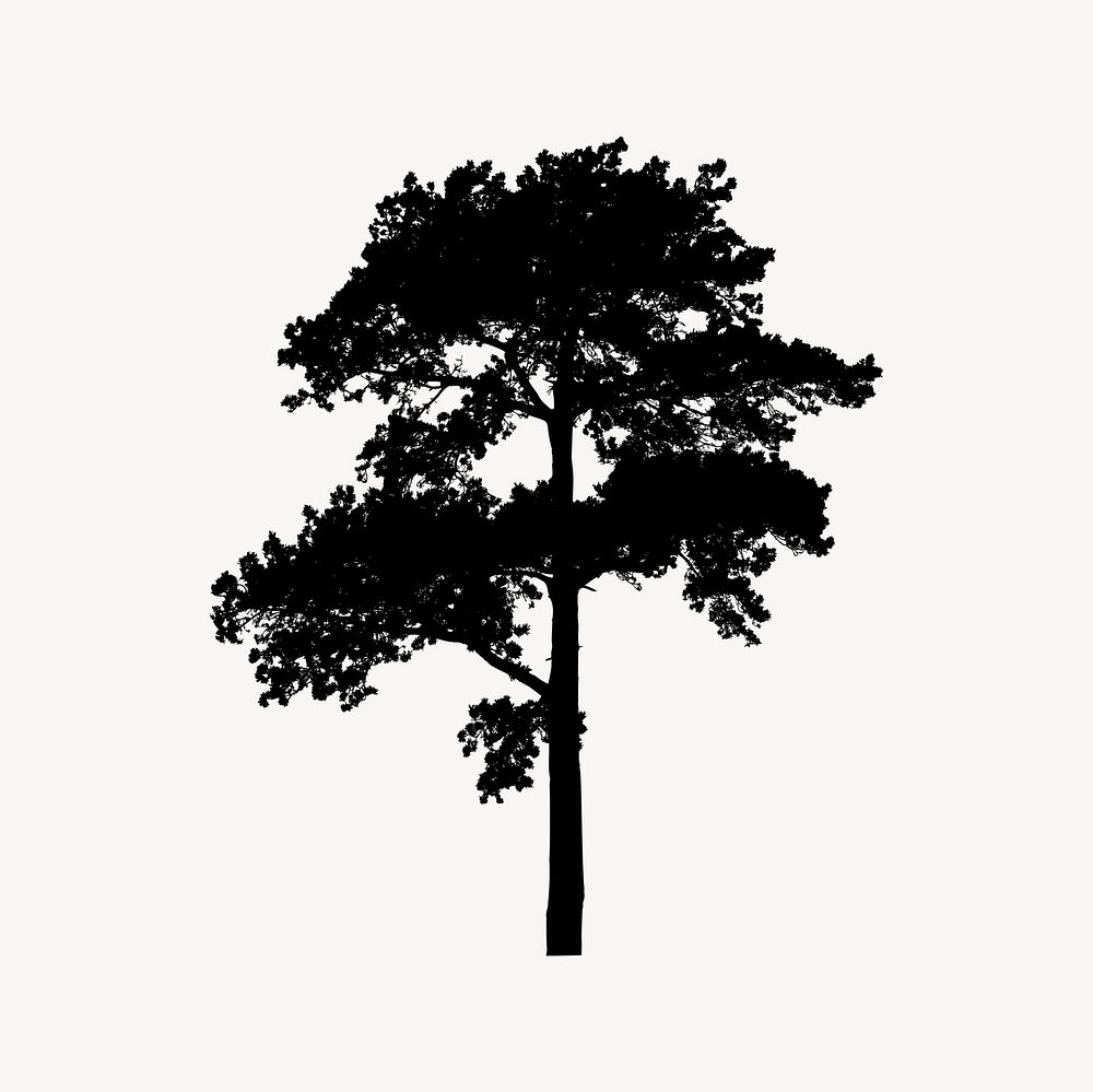 Tree silhouette clipart, nature illustration vector. Free public domain CC0 image.