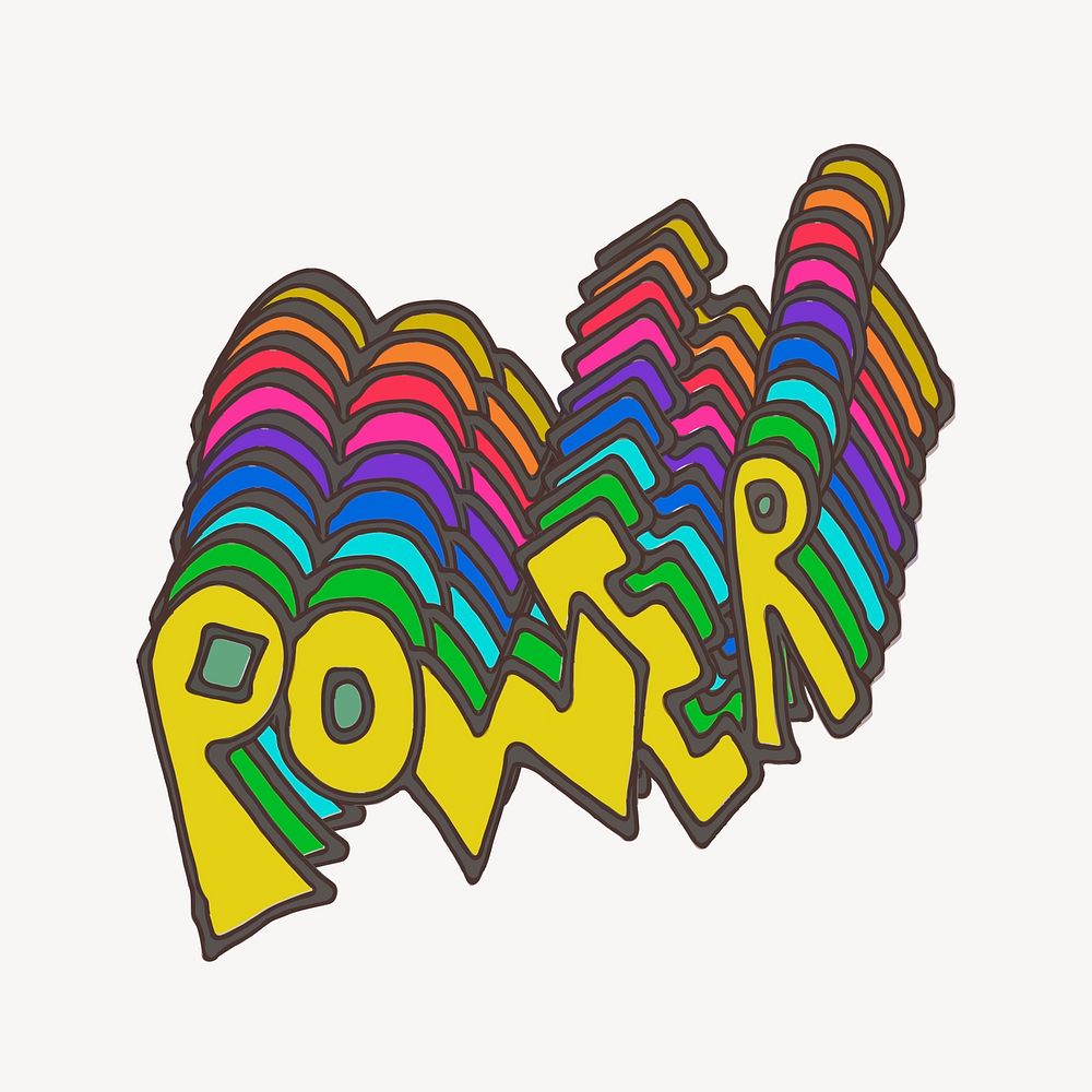 Power typography collage element, cute illustration vector. Free public domain CC0 image.