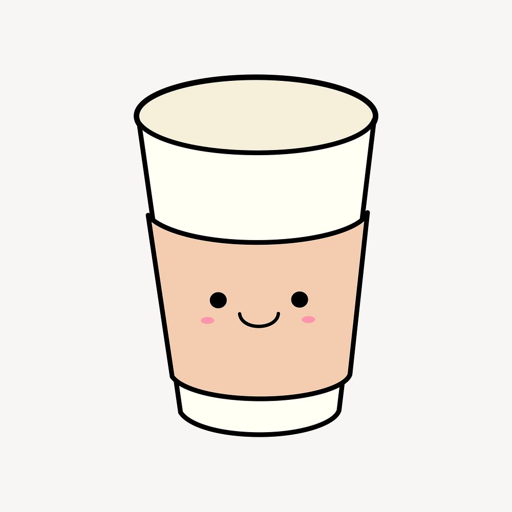 Smiling cup collage element, cute illustration vector. Free public domain CC0 image.