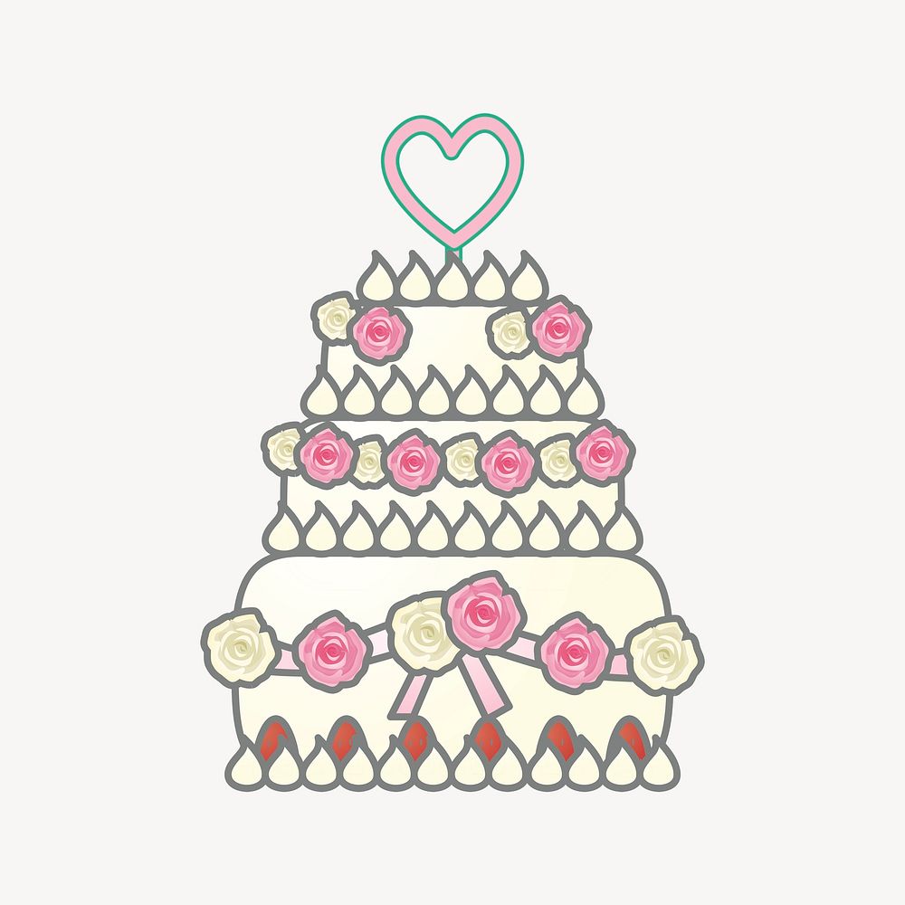 Wedding cake clipart, cute illustration psd. Free public domain CC0 image.