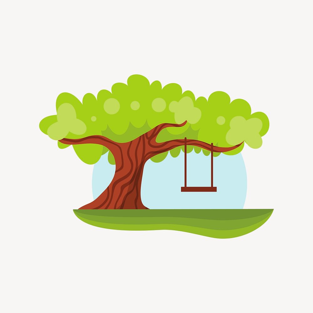 Tree swing collage element, cute illustration vector. Free public domain CC0 image.