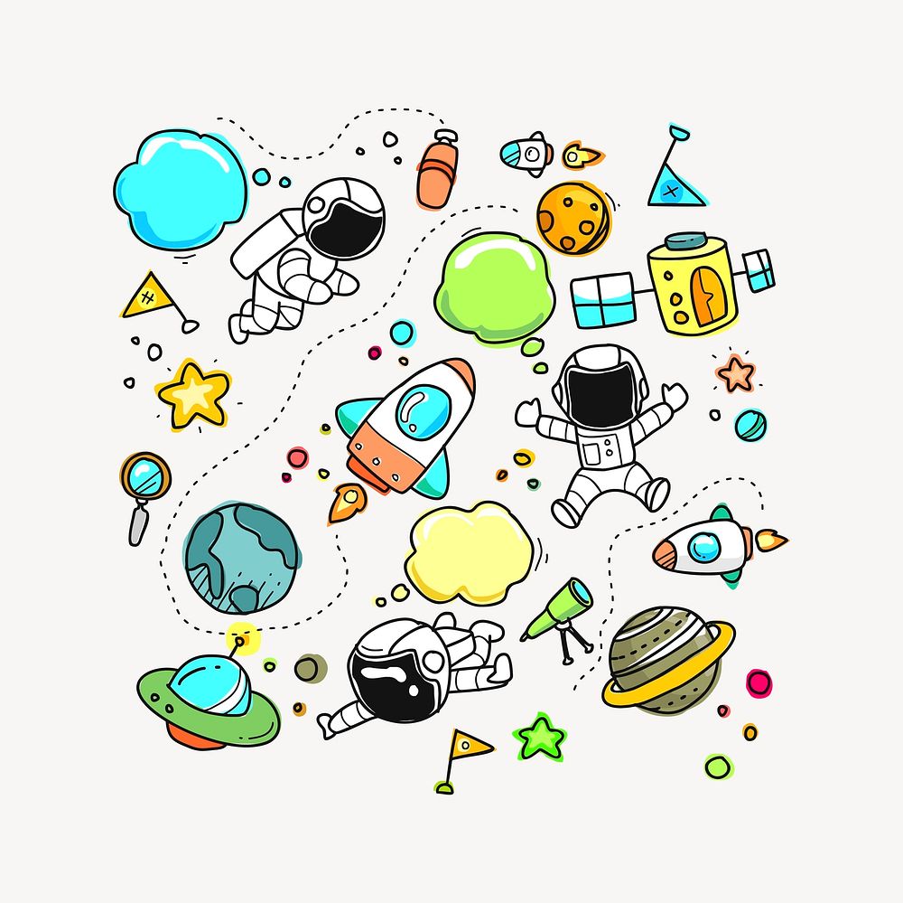 Cartoon space collage element, cute illustration vector. Free public domain CC0 image.