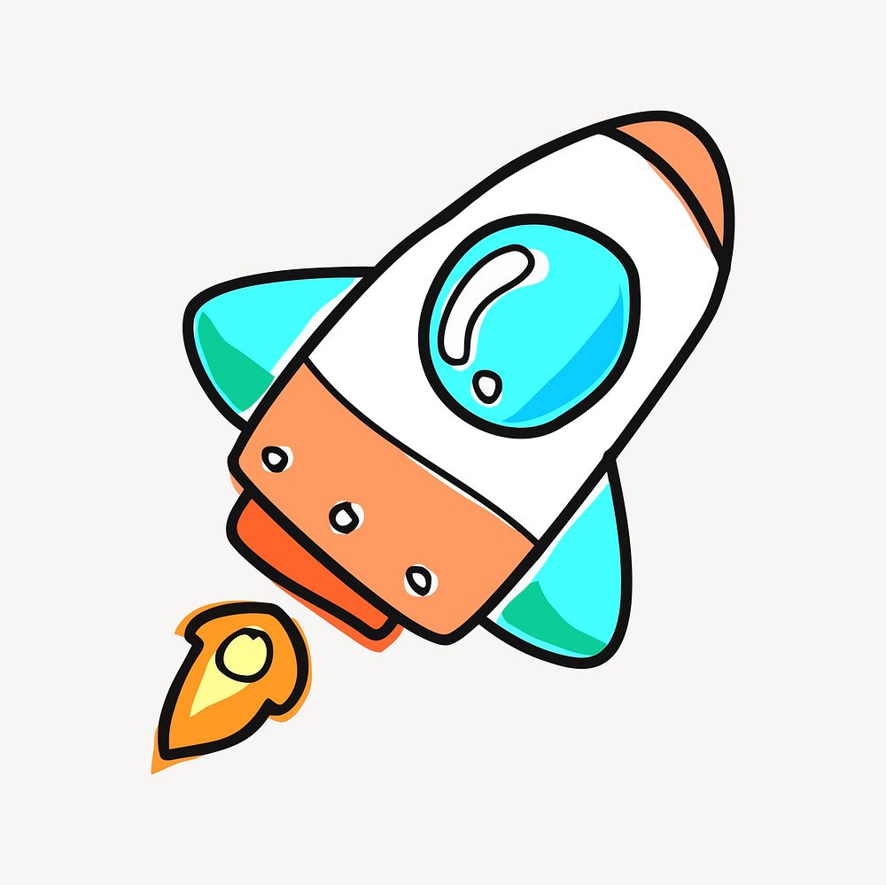 Rocket collage element, cute illustration vector. Free public domain CC0 image.