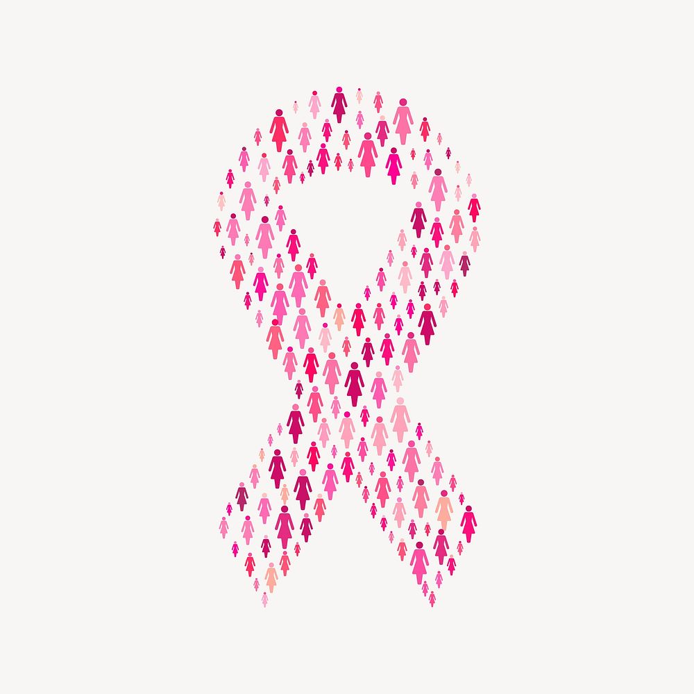 Breast cancer awareness collage element, cute illustration vector. Free public domain CC0 image.