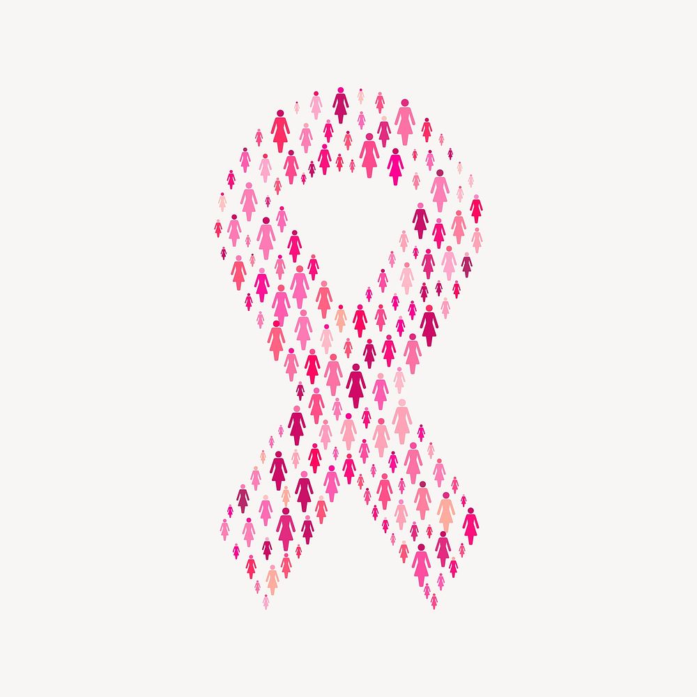 Breast cancer awareness clipart, cute illustration psd. Free public domain CC0 image.