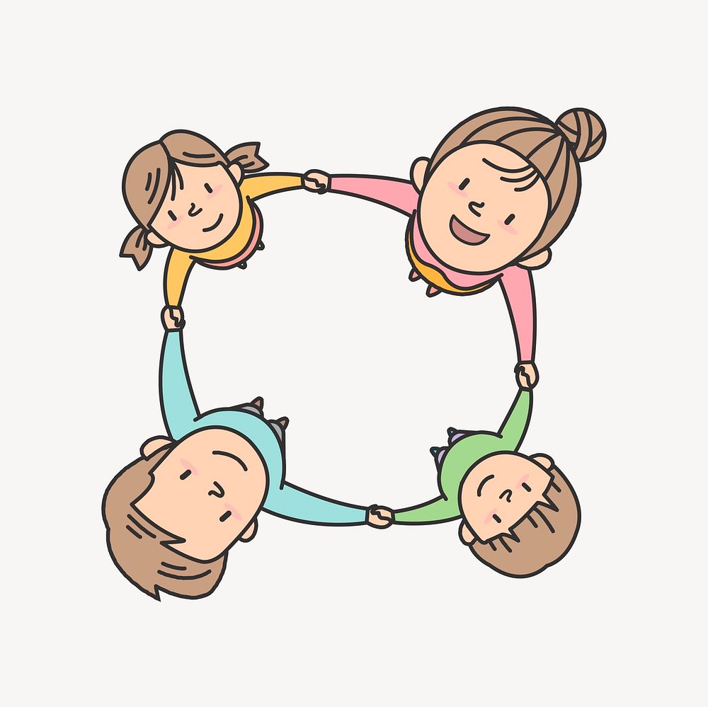 Family circle collage element, cute illustration vector. Free public domain CC0 image.