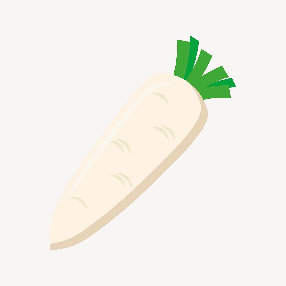 Daikon collage element, cute illustration vector. 