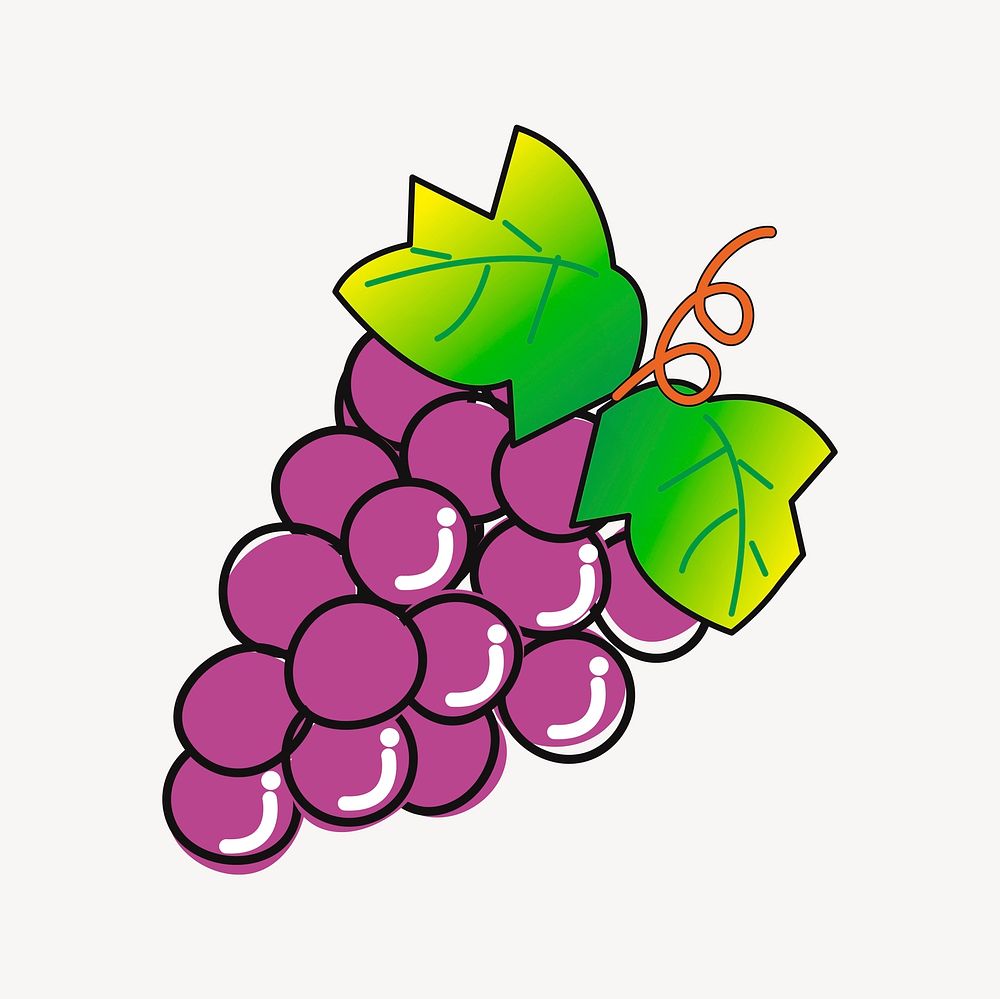 Grape collage element, cute illustration vector. Free public domain CC0 image.
