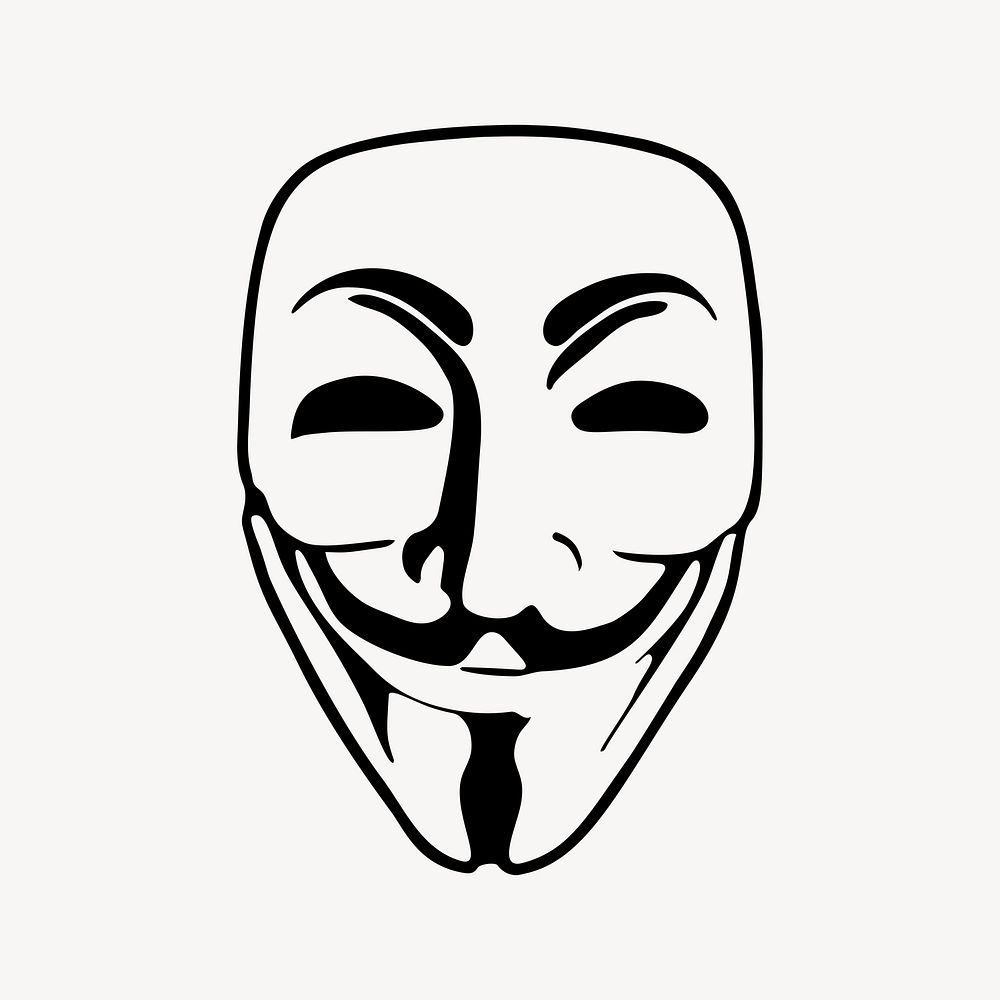 Guy Fawkes mask drawing psd. Free public domain CC0 image.