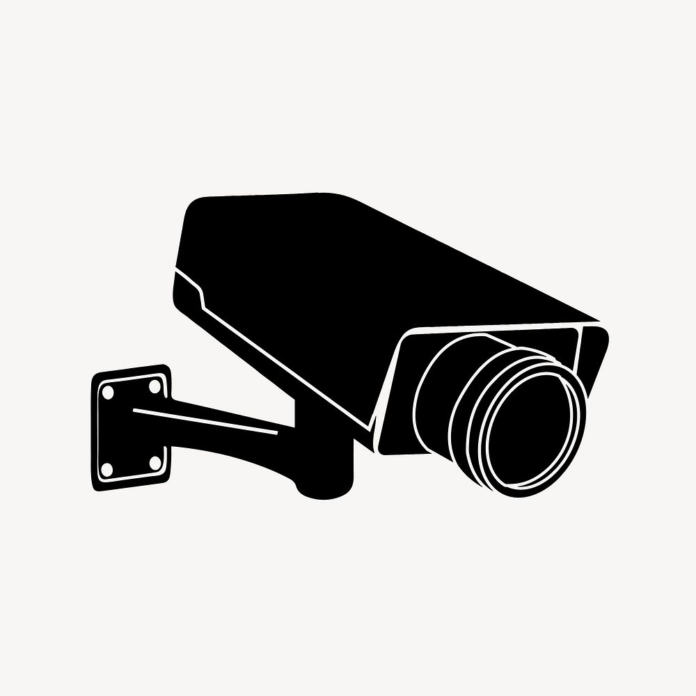 Silhouette CCTV camera clipart, surveillance illustration vector. Free public domain CC0 image.