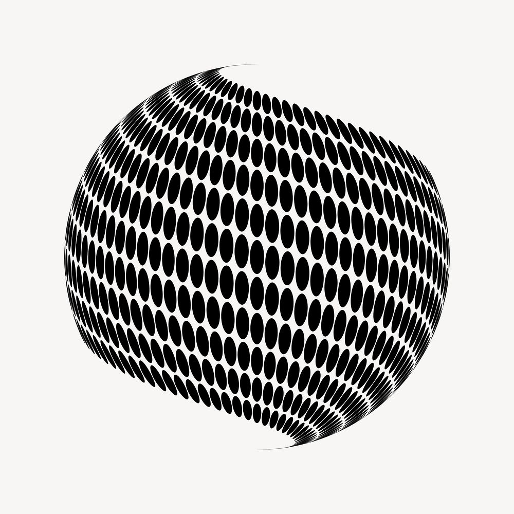 3D sphere drawing, black and white illustration vector. Free public domain CC0 image.
