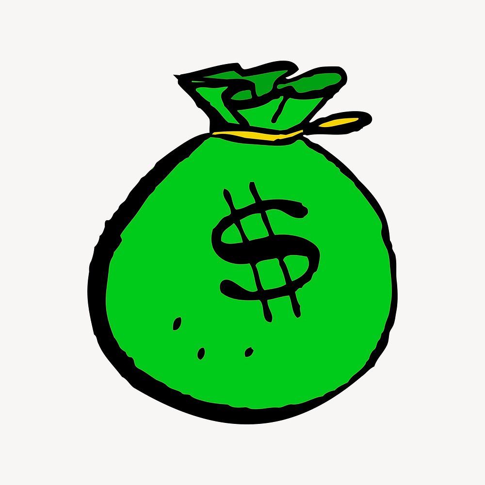 Money bag collage element, cute illustration vector. Free public domain CC0 image.