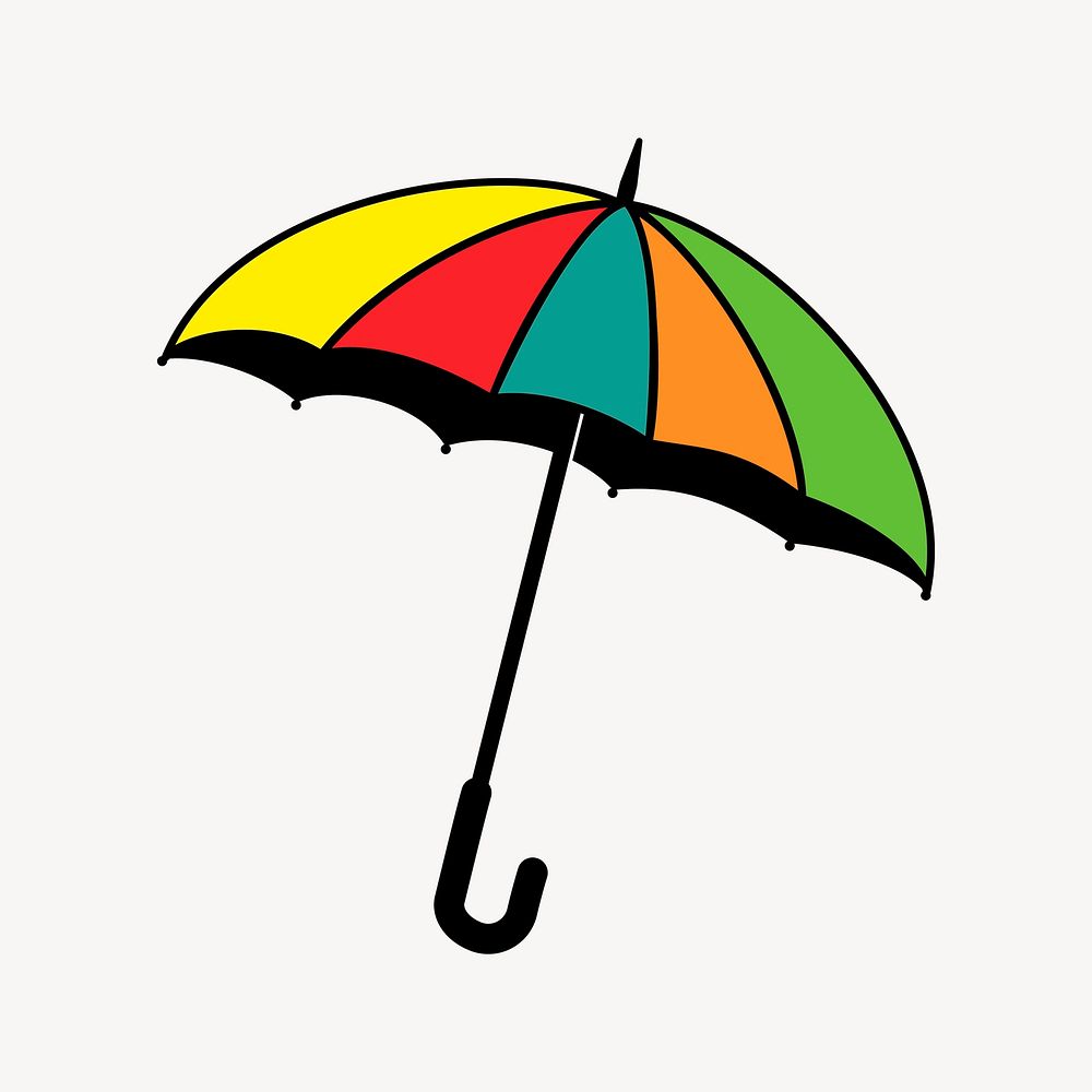 Rainbow umbrella collage element, cute illustration vector. Free public domain CC0 image.
