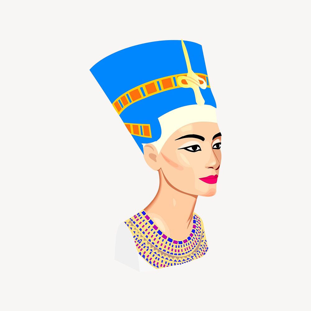 Ancient Nefertiti clipart, cute illustration psd. Free public domain CC0 image.