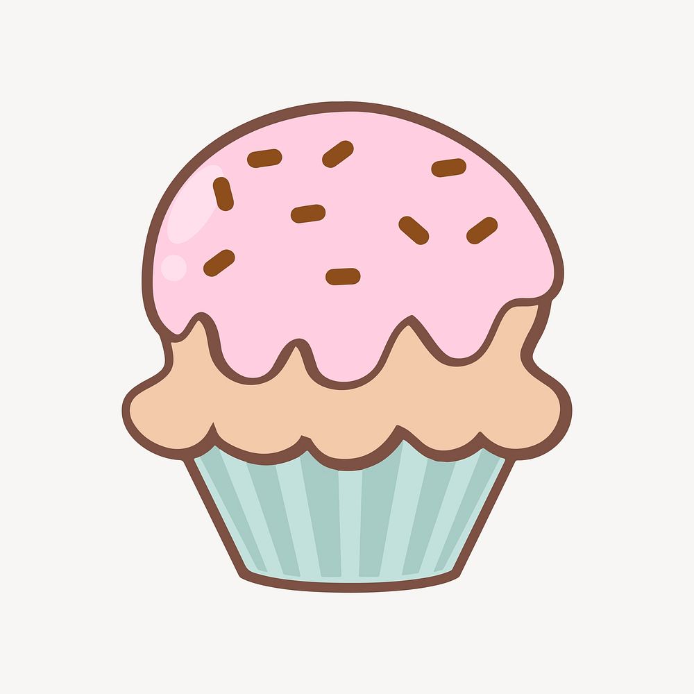 Cupcake collage element, cute illustration vector. Free public domain CC0 image.