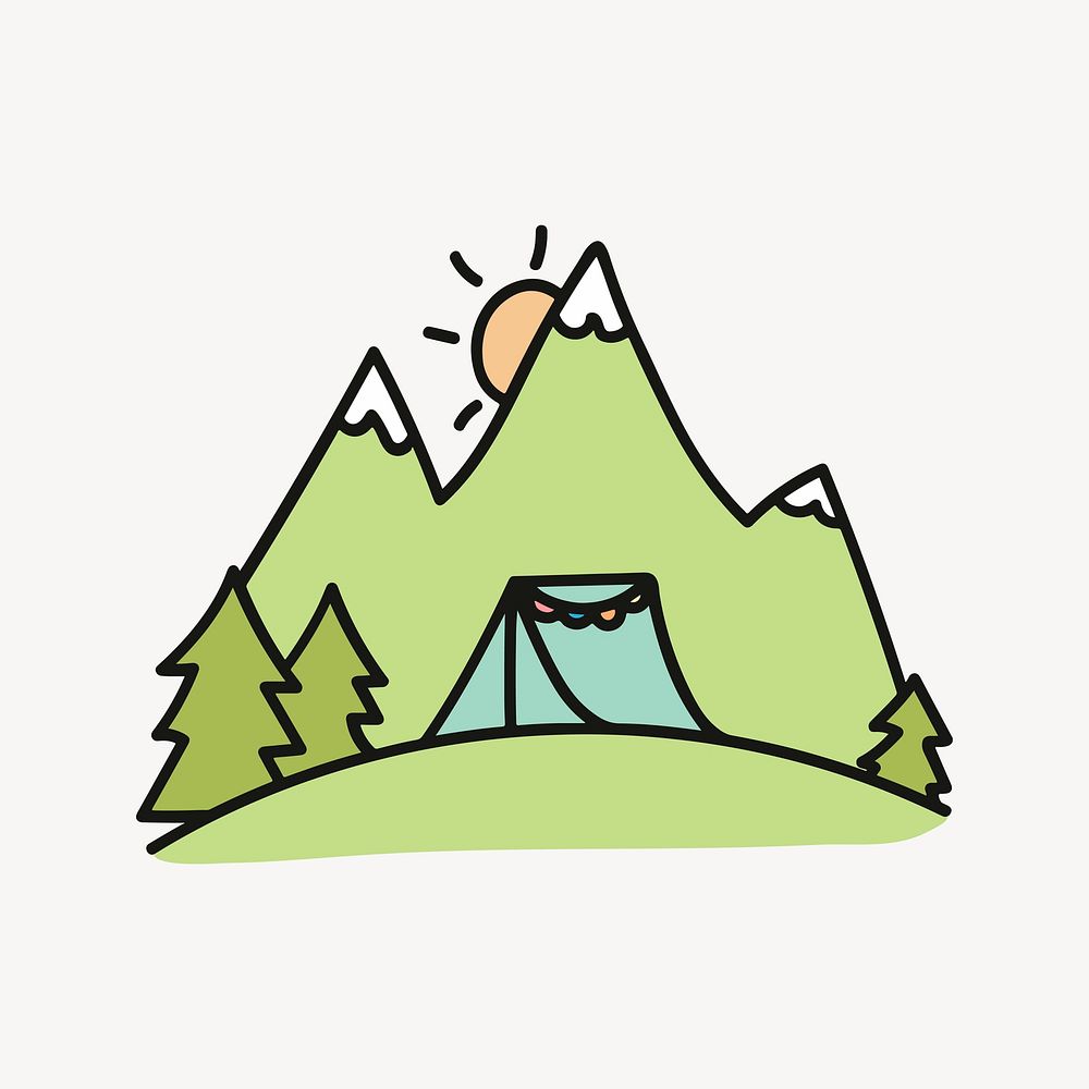 Camping collage element, cute illustration vector. Free public domain CC0 image.