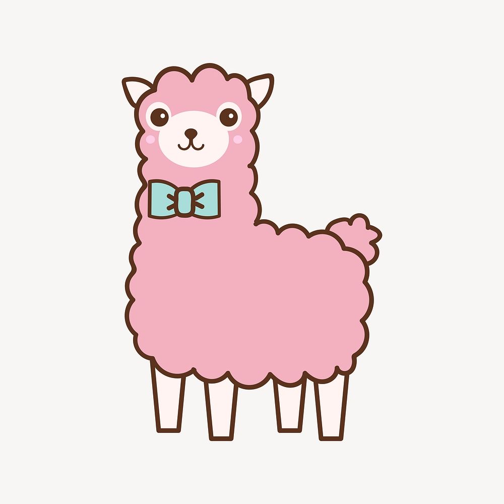 Pink alpaca clipart, cute illustration psd. Free public domain CC0 image.