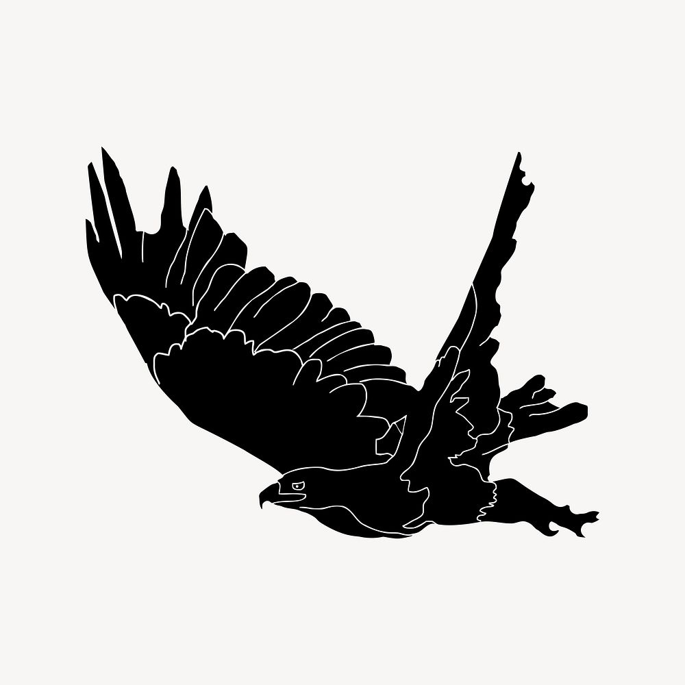 Silhouette eagle illustration psd. Free public domain CC0 image.