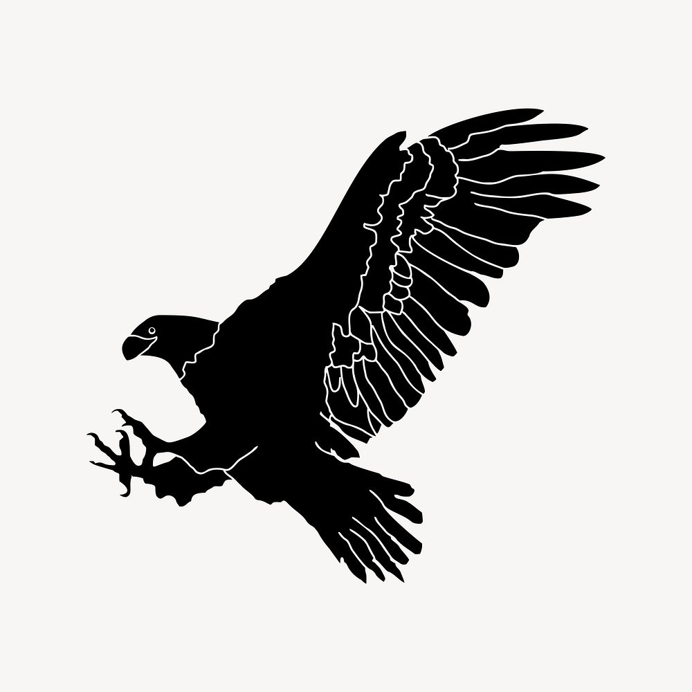 Silhouette Eagle Clipart, Bird Illustration 