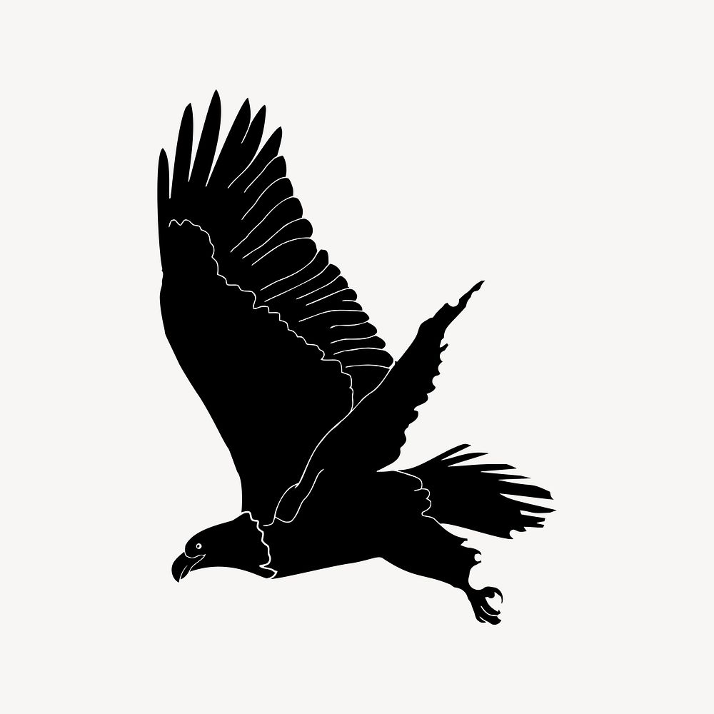 Silhouette eagle clipart, bird illustration vector. Free public domain CC0 image.