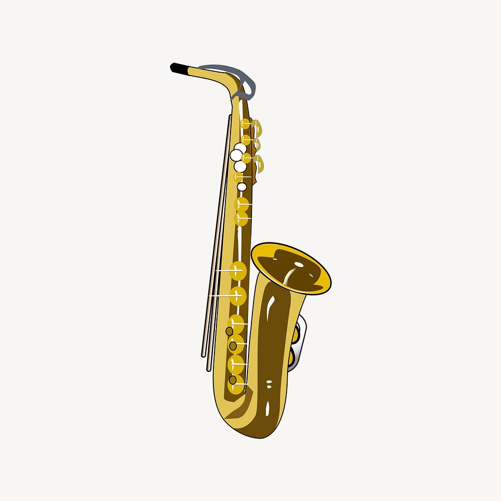 Saxophone collage element, cute illustration vector. 