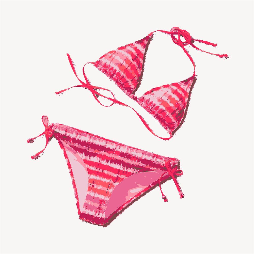 Pink bikini clipart, summer apparel illustration vector. Free public domain CC0 image.