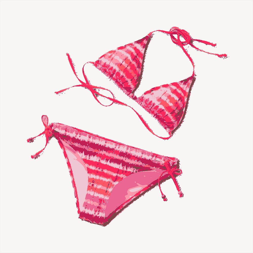 Pink bikini clipart, summer apparel illustration psd. Free public domain CC0 image.
