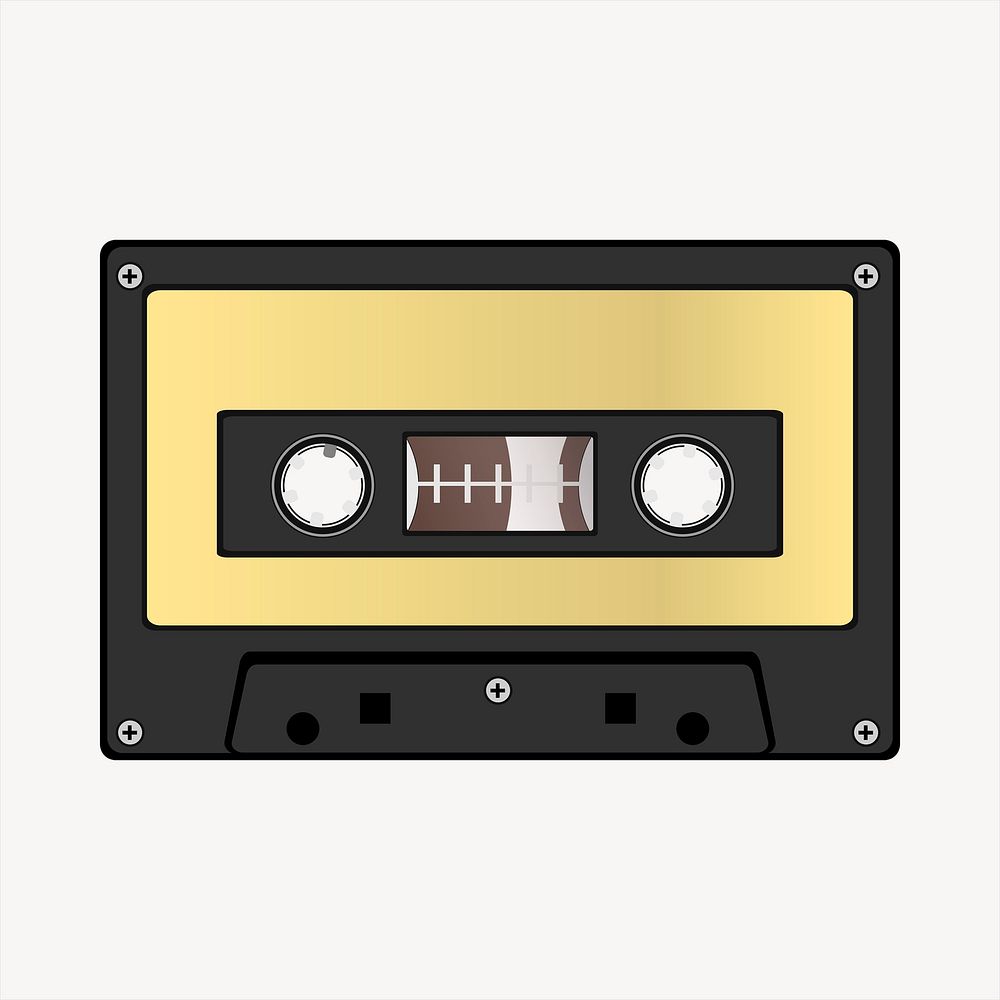 Cassette tape illustration. Free public domain CC0 image.
