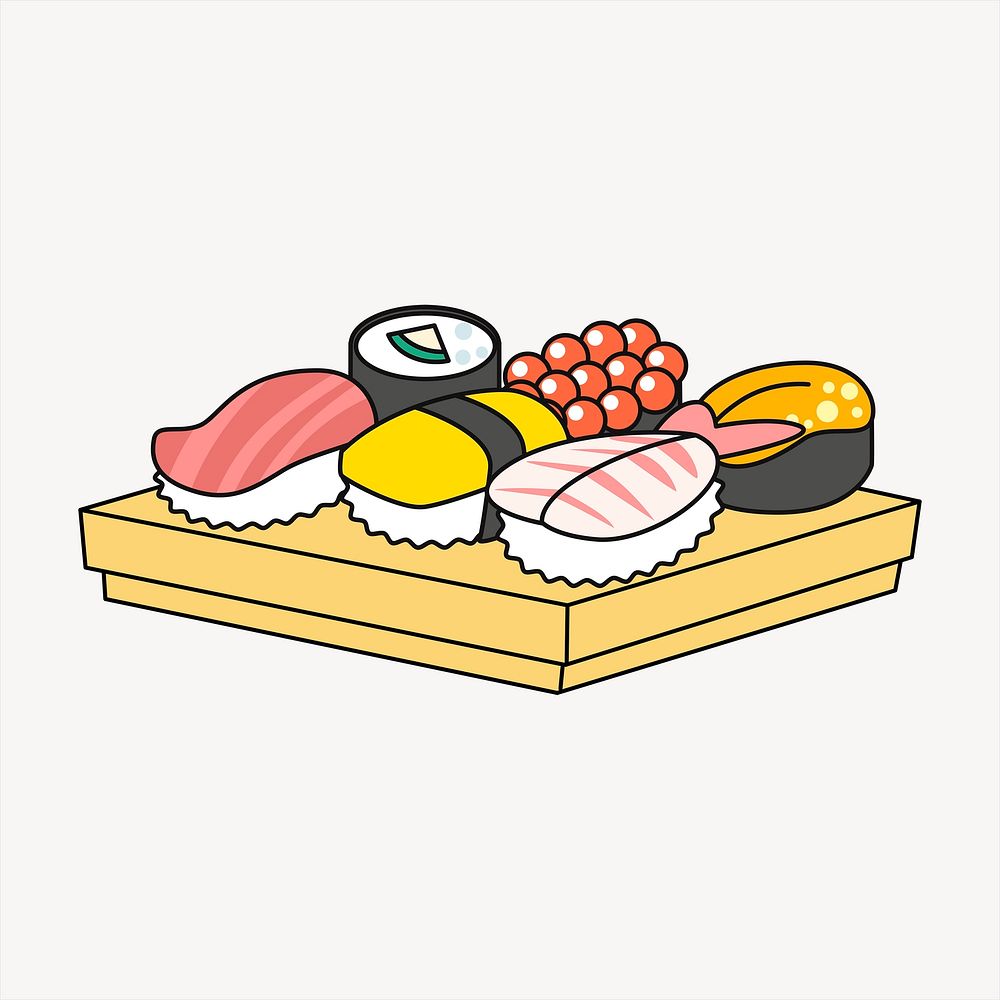 Sushi platter, Japanese food illustration. Free public domain CC0 image.