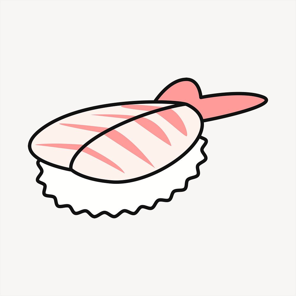 Ebi sushi clipart, Japanese food illustration psd. Free public domain CC0 image.