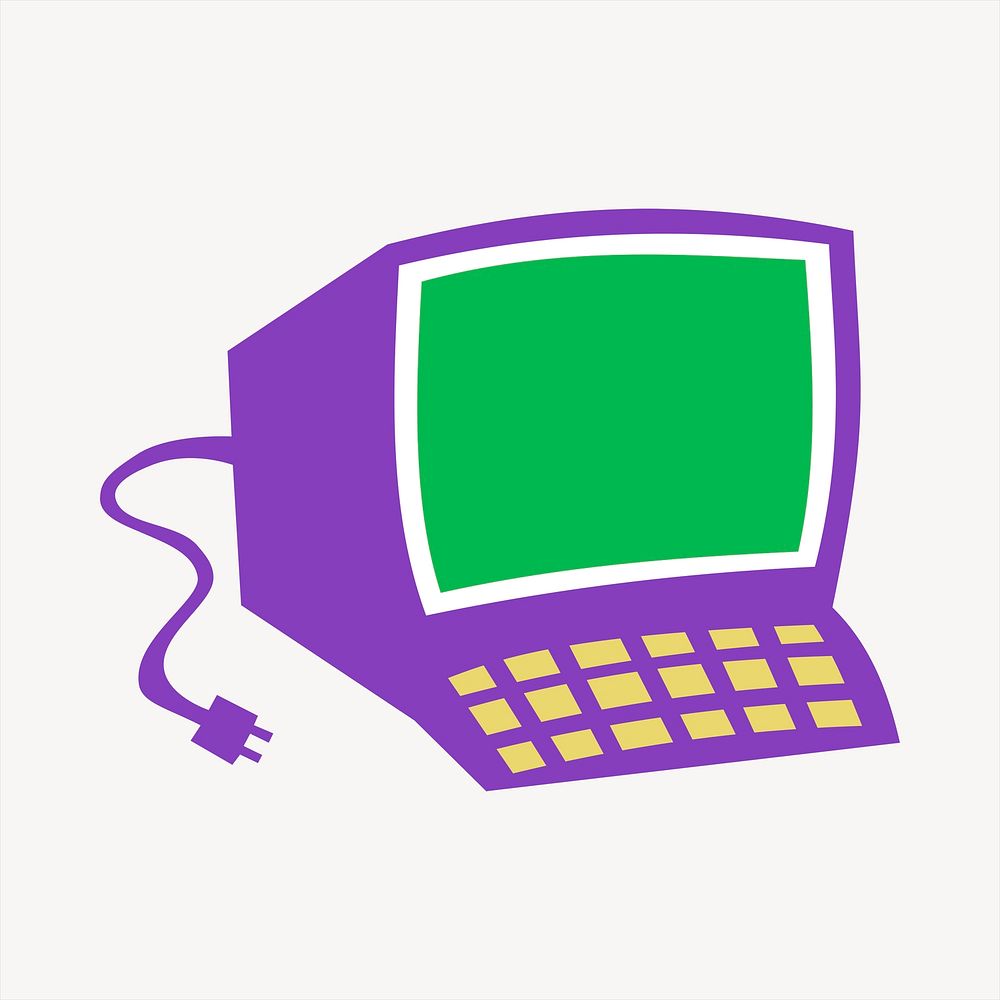 Retro computer clipart, technology illustration vector. Free public domain CC0 image.