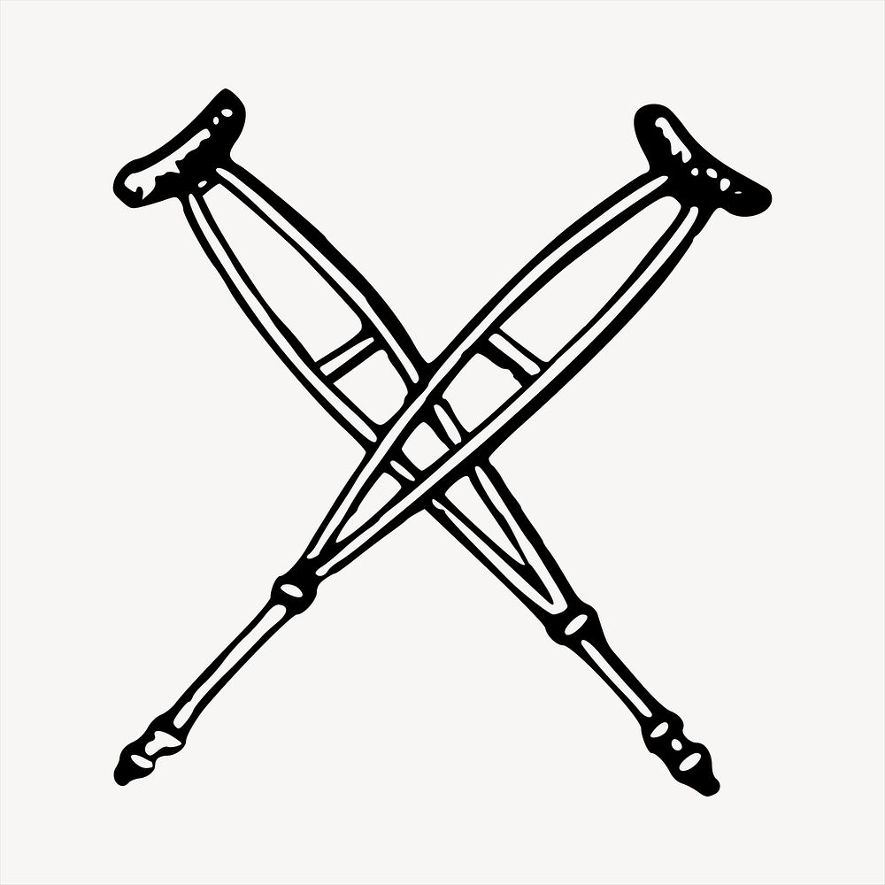 Crutches clipart, object illustration vector. Free public domain CC0 image.