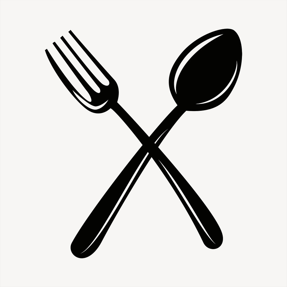 Silhouette cutlery clipart, object illustration psd. Free public domain CC0 image.
