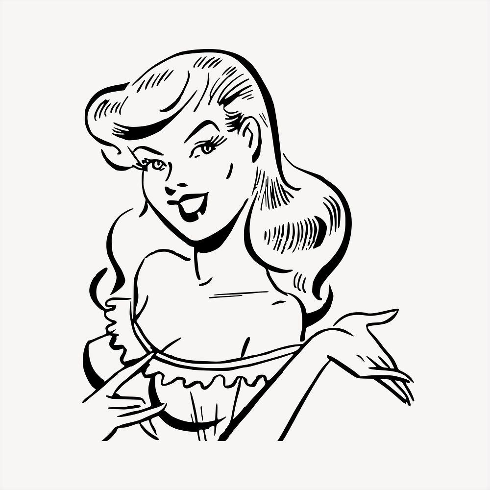 Happy woman, cartoon character illustration. Free public domain CC0 image.