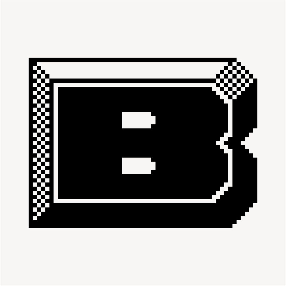 B letter clipart, 8-bit font illustration vector. Free public domain CC0 image.