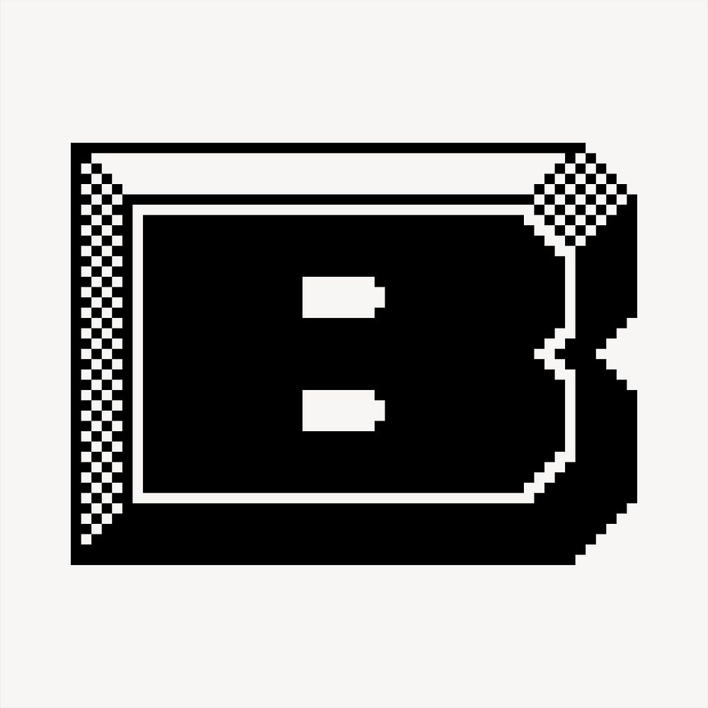 B letter clipart, 8-bit font illustration psd. Free public domain CC0 image.