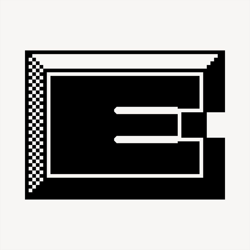 E letter, 8-bit font illustration. Free public domain CC0 image.