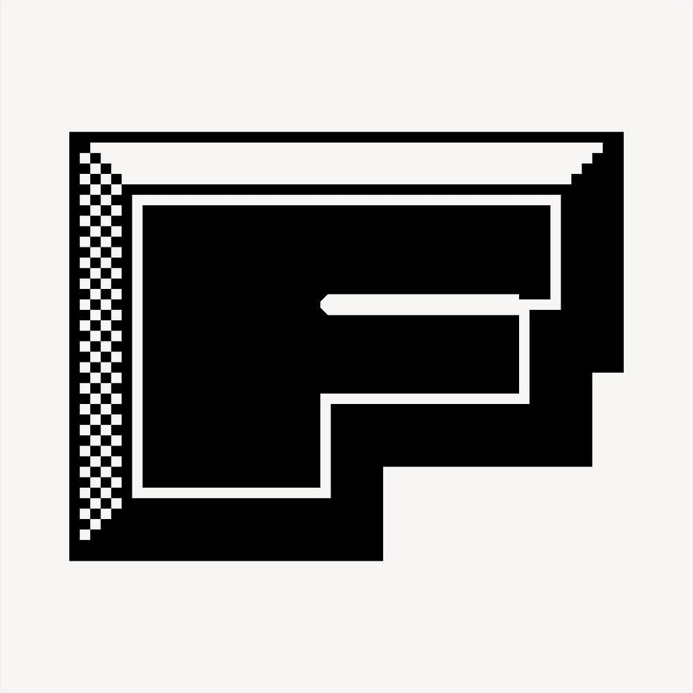 F letter, 8-bit font illustration. Free public domain CC0 image.