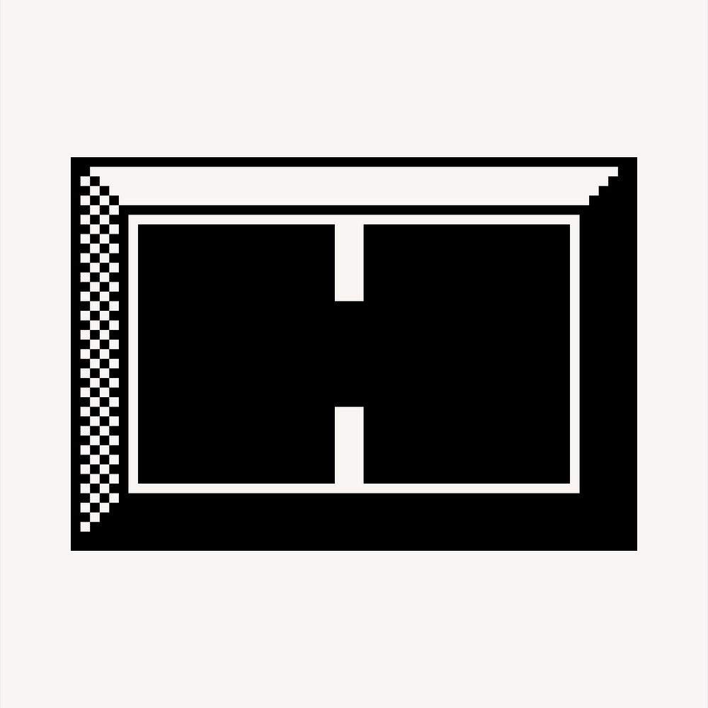 H letter, 8-bit font illustration. Free public domain CC0 image.