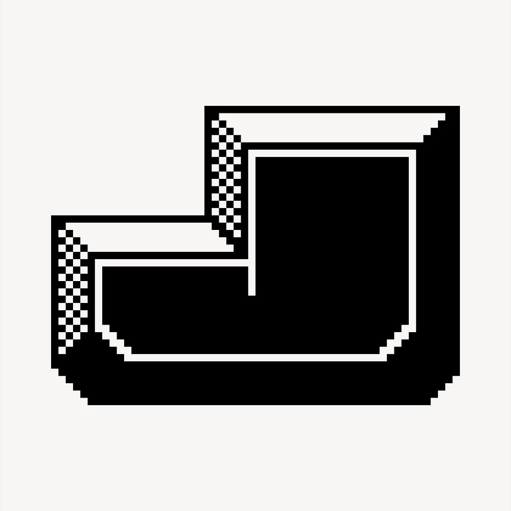 J letter clipart, 8-bit font illustration vector. Free public domain CC0 image.