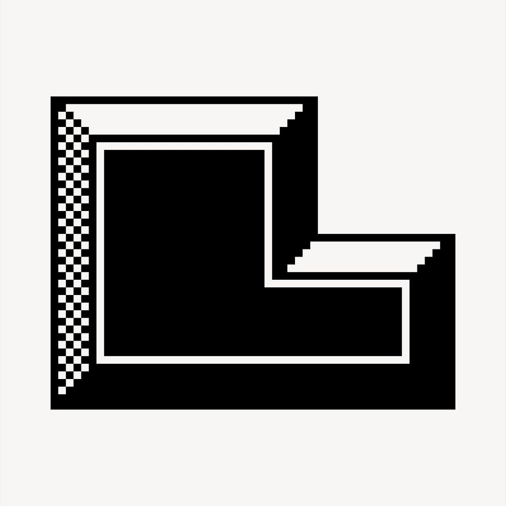 L letter clipart, 8-bit font illustration vector. Free public domain CC0 image.