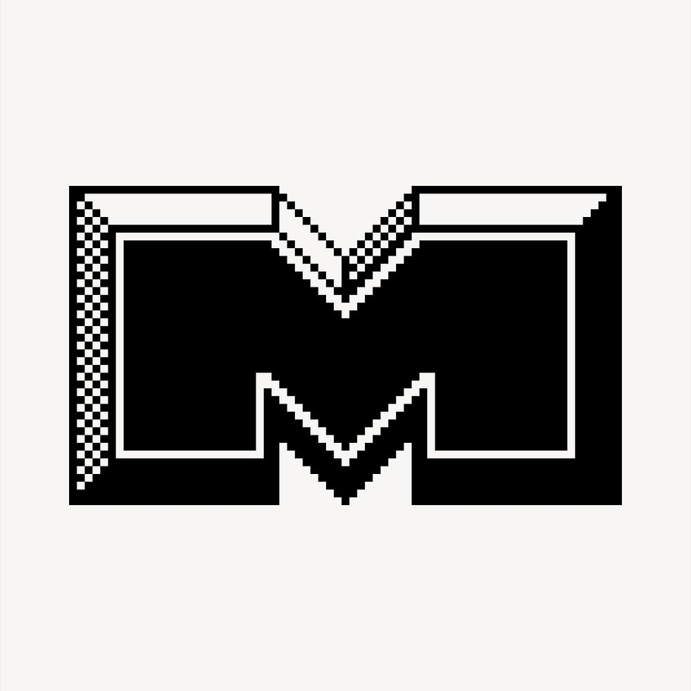M letter clipart, 8-bit font illustration vector. Free public domain CC0 image.