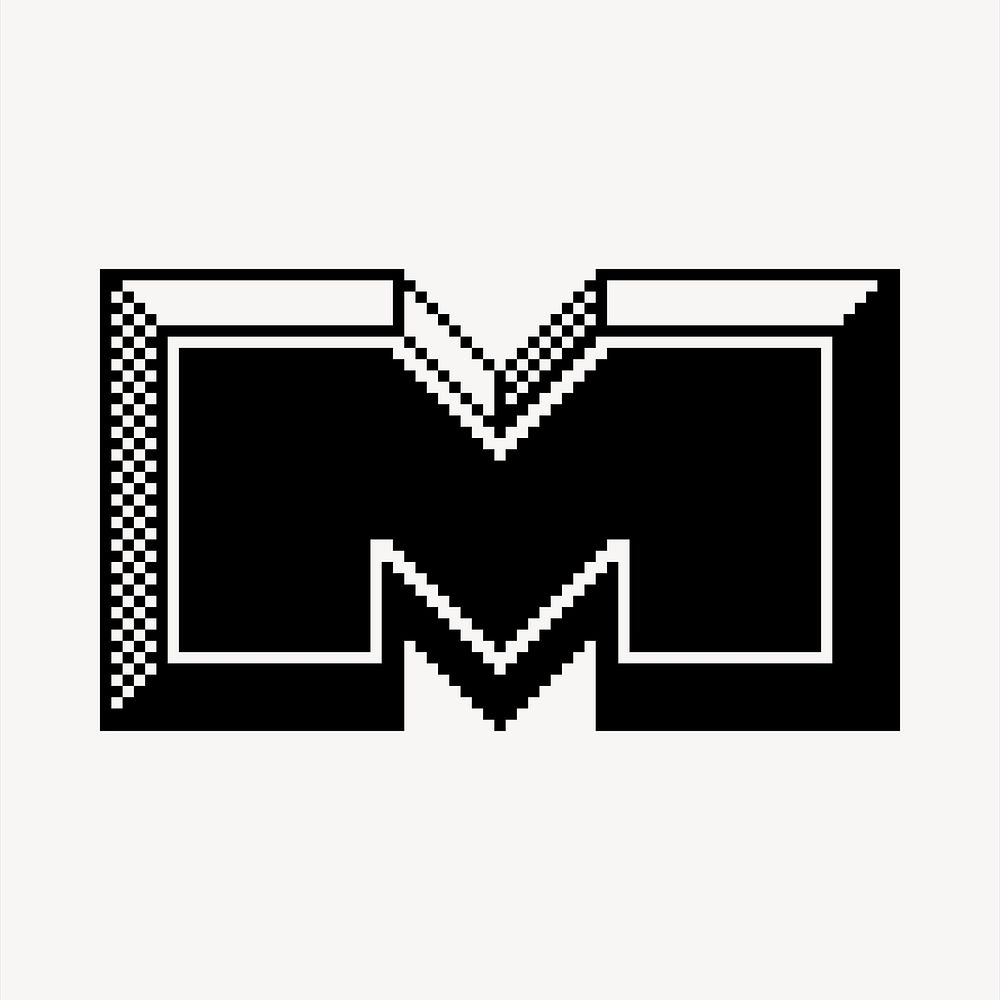 M letter, 8-bit font illustration. Free public domain CC0 image.