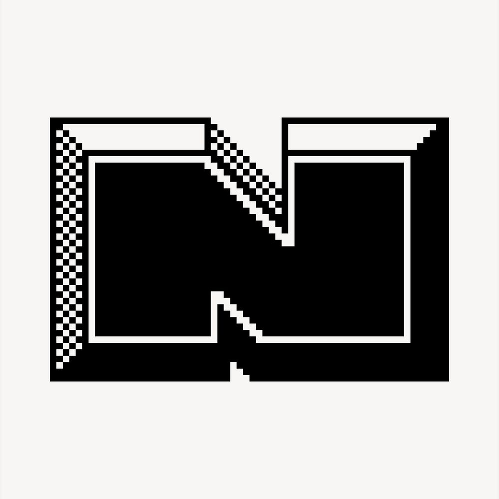 N  letter clipart, 8-bit font illustration vector. Free public domain CC0 image.