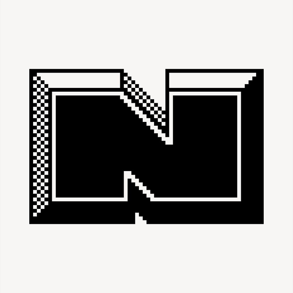 N  letter, 8-bit font illustration. Free public domain CC0 image.